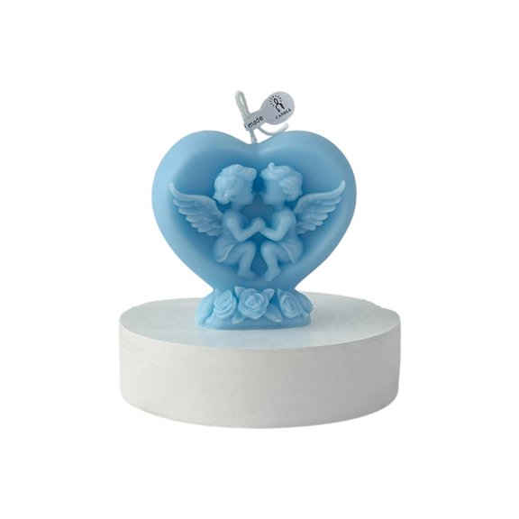 Soys Wax Decorative Candle for Meditations Stress Relief Table Decorations Photo Props Angel Heart Shape Scented Candle