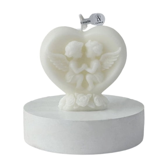 Soys Wax Decorative Candle for Meditations Stress Relief Table Decorations Photo Props Angel Heart Shape Scented Candle
