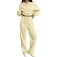 thumbnail image 1 of Soyumi 2 Piece Sets for Women 2025 Fall Matching Outfit Wide Leg Lounge Sets, Casual Tracksuit for Vacation Travel & Airport Outfits, Beige, 1 of 8