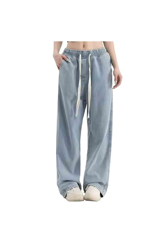 Casual Plus Size Jeans for Women Ski Homewear Bootcut Jeans Track Pants Womens Jeans High Waisted Trendy Sweatpants Women Winter Baggy Jeans Elastic Waist Printed Lounge Work Pants, Blue1