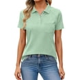 thumbnail image 1 of Soyumi Casual Short Sleeve Linen Shirts for Women, V Neck Button Down Blouse Short Sleeve Office Work Tops Vintage Vacation Tees Shirt Blouse Tops, Mint Green, 1 of 7