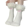 thumbnail image 1 of Soyumi Casual Womens Cloud Socks Stance Pilates Socks Plush Thick Comfort Cute Grip Socks Cotton Alpaca Breathable Heated Socks Crew Socks Running Fuzzy Socks Long Winter Feetures Slipper, White, 1 of 4