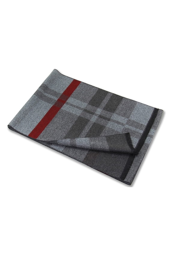 Classic Plaid Scarf for Men, Winter Warm Thick Soft Fleece Neck Wrap Scarf, Fashion Knitted Scarves for Men Women, Bulk Wholesale, Great Gifts for Him, Gray