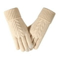 thumbnail image 1 of Soyumi Cold Weather Gloves for Women Thickened cozy Fall Outfits Full Fingers Women's Winter Gloves ski Upgraded Anti Glove Water Resistant Fleece Lined Soft for party Mittens trendy Knit, Beige, 1 of 9