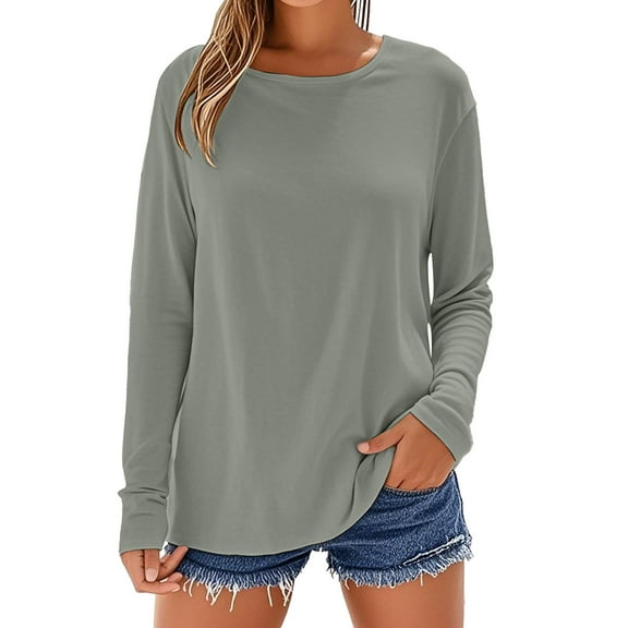 Soyumi Flannel Shirts for Women Long Sleeve Pullover Sweatshirt Women Casual Sweatshirts for Women Fitted Long Sleeve Shirts for Women Womens Oversized Sweatshirt Shirts for Women Soft,G
