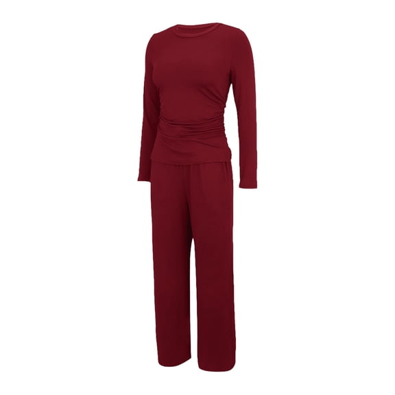 Soyumi Hoodie and Pants Cardigan Pajamas Matching Sets Fall Solid Color Silk Classic Casual Costume Tracksuits 2 Piece Sets Basic High Waisted Baggy Winter Clothing Y2K Fall Clothes Terry, Wine