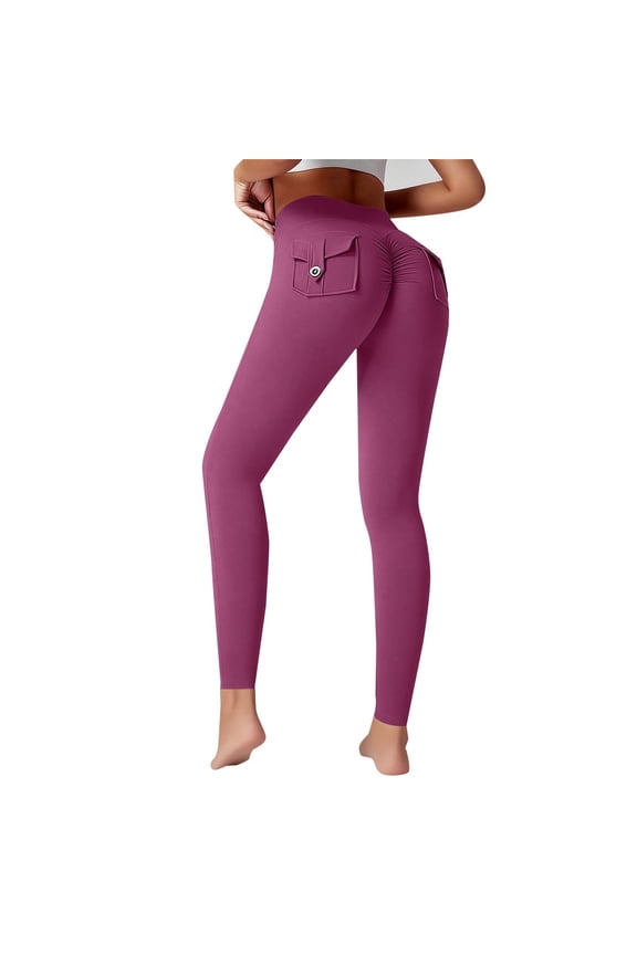 Leggings for Women Trendy, High Waisted Shapewear Tummy Control Jeggings Stretch Skinny Workout Yoga Pants Butt Lifting Cargo Trousers Slimming Running Casual Sports Outfits Purple