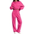 thumbnail image 1 of Soyumi Oversized Winter Clothing Going Out Y2K French Tracksuits Hoodie and Pants Cozy Pajama Sweatshirt and Loose Pants Fashion Clothing Silk Long Sleeve tops and Pants Soft Tunic tops, Hot Pink, 1 of 8