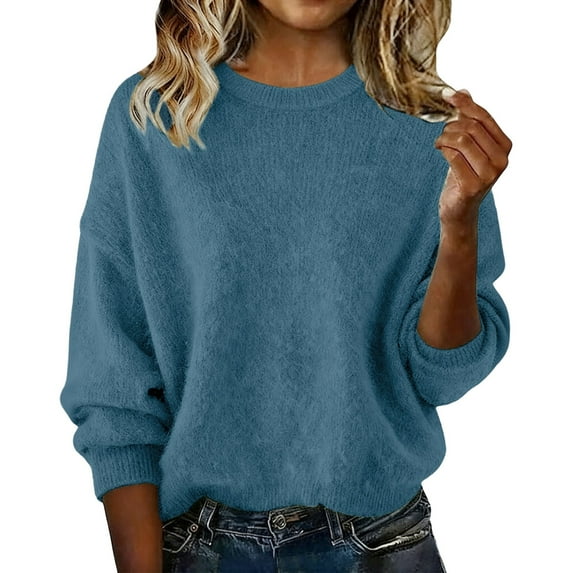 Soyumi Pullover Sweatshirt Boho Cute Fleece Line Warm Soft Fitted Long Sleeve tops Cotton Comfortable Oversize Womens Sweatshirts Long Sleeve Blouses for Women Casual Going Out tops Basic, Navy