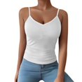 thumbnail image 1 of Soyumi Racerback Tank Tops with Built in Bra for Women High Neck Ribbed Basics Fitted Long Bra Tanks Cami Shirts Workout Going Out Y2K Shirts, White, 1 of 6