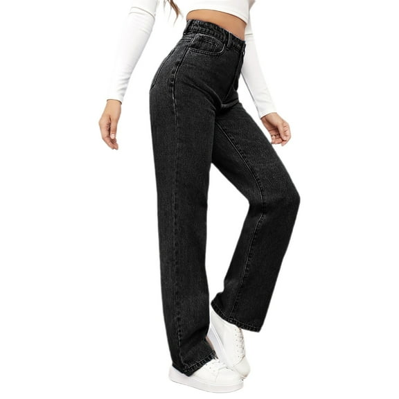 Soyumi Ski High Waisted Outdoor Baggy Yoga Pants Women Winter Going Out Pants Baggy Jeans Jeans for Women Trendy Track Pants Snow Straight Leg Jeans for Women Boyfriend Jeans Womens Jeans, Black
