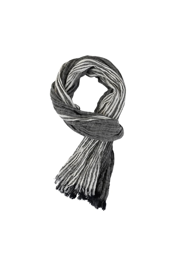 Soft Merino Wool Scarf for Men - Warm Winter Thick Knitted Plaid Scarf, Breathable & Cozy Fleece Neck Wrap, Classic Tartan Long Scarf, Dark Gray