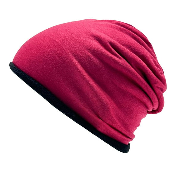 Soyumi Stretch Fleece Lined cold weather Warm Woollike Ski Beanie Crochet Toboggan Cap Cute snow Knit soft Plain Cuff Cable Knit Fashion hats Skull cap winter hats oversize Vintage Casual, Hot Pink