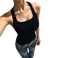 thumbnail image 1 of Soyumi Tank Top for Women Squre Neck Ribbed Basics Tops Racerback Fitted Bra Tanks Summer Beach Vest Clothes Cotton Cami Shirts Workout Going Out Shirts, Black, 1 of 6