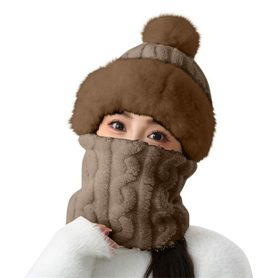 Soyumi Thermal Winter Face Mask & Neck Warmer - Windproof Fleece Balaclava for Skiing, Snowboarding, Running, Motorcycle. Full Face Cover Hood for Extreme Cold Weather for Men Women, Coffee