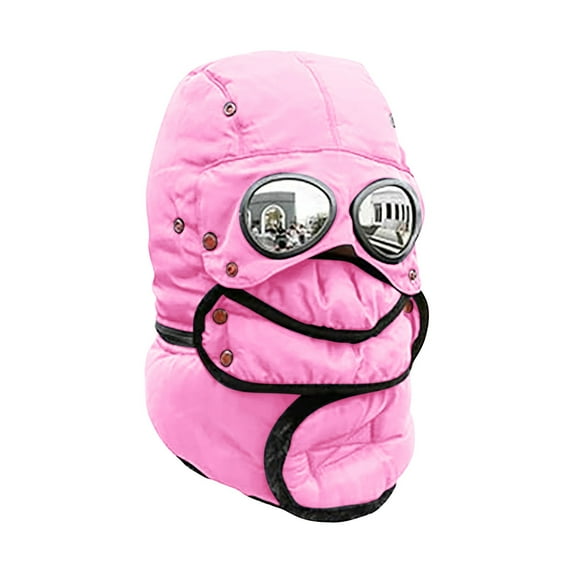Soyumi Thermal Winter Scarf Neck Warmer Hood, Windproof Ski Mask Balaclava Full Face Cover for Men, Cold Weather Gear for Skiing Motorcycle Cycling, Warm Knitting Fleece Cap, Pink
