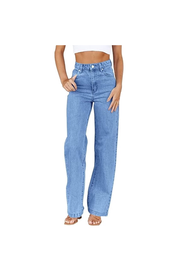 Trendy Yoga Pants Women High Waisted Wide Leg Jeans Woman Lounge Outdoor Hiking Baggy Ski Jeans for Women Homewear Baggy Jeans Track Pants Denim Plus Size Bootcut Jeans Pull-On, Dark Blue