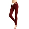 thumbnail image 1 of Soyumi Tummy Control Pajama Pants Long Trendy Stretchy Jeans for Women Sweatpants Women Jogger Comfortable Yoga Pants Women Track Pants Ski Fall Fashion Outfits thermal Leggings for Women, Wine, 1 of 4