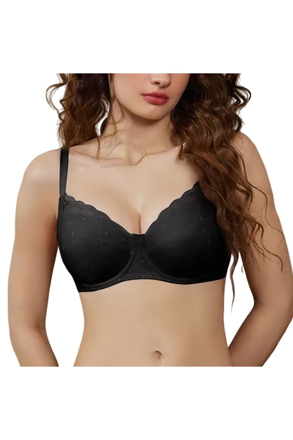 Ultra Soft Lace Bras for Women, Full Coverage Minimizer Bras Sagging Underarm Control Featuring Lifting Comfort Bra Sexy Laceeveryday Wear, Black