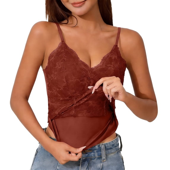 Soyumi V Neck Cotton Tank Tops with Built-In Shelf Bra Sleeveless Racerback Fitted Basic Cami Shirts High Strechy Sleeveless Slim Fit Workout Tops, Red
