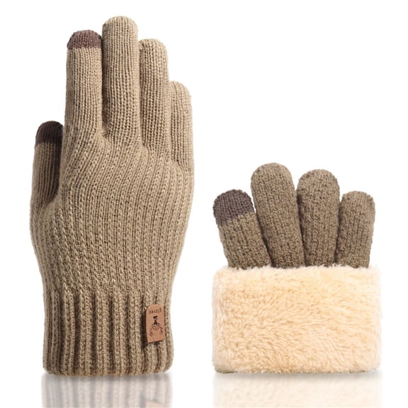 Soyumi Winter Essentials: Cold Weather Thermal Gloves for Men and Women, Fleece Lined Knit Water-Resistant Touchscreen Work Gloves, Suitable for Running, Driving, Ski Snow, Coffee