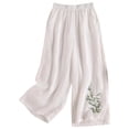 thumbnail image 1 of Soyumi Women Linen Pants Summer 2026 High Waist Comfy Gauze Slacks Lightweight Casual Loose Trousers with Pockets, White, 1 of 2