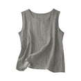 thumbnail image 1 of Soyumi Women'S Sleeveless Top, Linen Cotton Blend V Neck Cami Blouse Loose Fit Summer Casual Tunic Run Errands Grocery Shopping Date Night Party Wear Button Down Beach Cover Up, Gray, 1 of 8