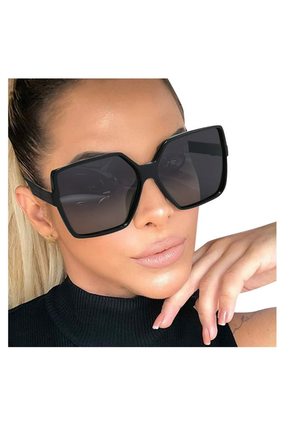 Women Sunglasses, Polarized Oversized Square Sunglasses for Women Uv400 Protection Fashion Ladies Sun Glasses Big Frame Beach Driving Travel Holiday Accessories Gifts, Black