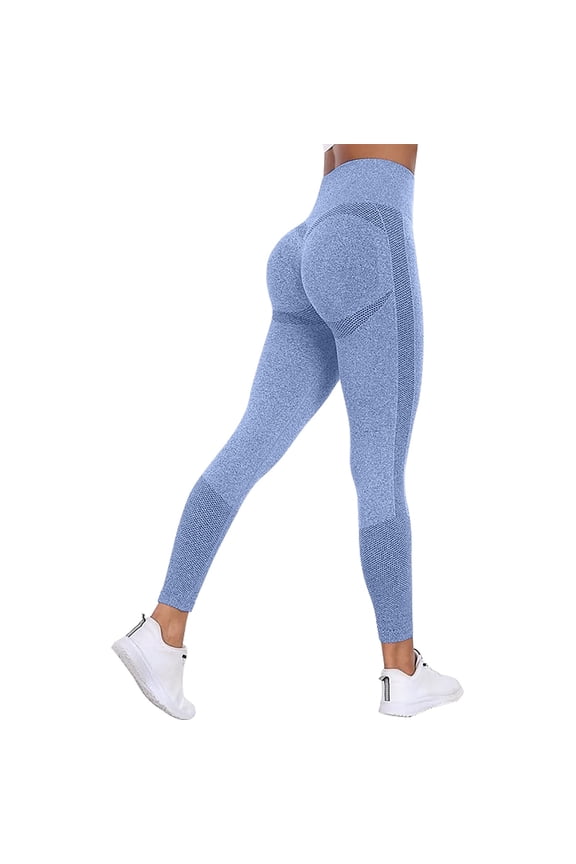 Women's High Waisted Yoga Pants, Leggings for Women Tummy Control Butt Lifting Scrunch Booty Textured Tights Workout Running Gym Casual Shapewear Tights for Women, Blue
