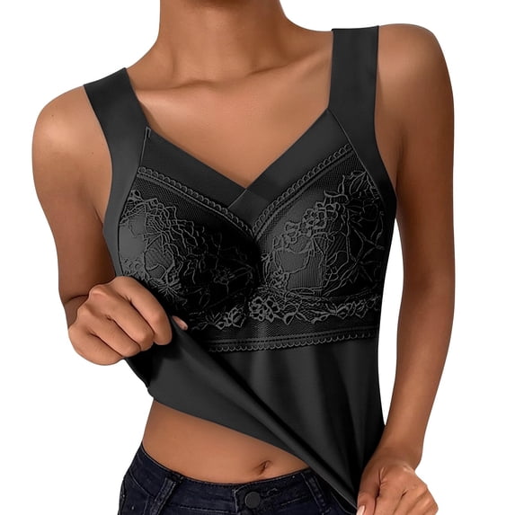 Soyumi Women's Sleeveless Tank Tops, Square Neck Slim Fit Camisole Warm Base Layer Underwear Vest Cotton Camisole Sleeveless Undershirt, Black