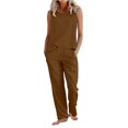 thumbnail image 1 of Soyumi Women's Two Piece Short Sets Summer Lounge Sweatsuits Vacation Sleeveless Outfits Travel Tracksuit, Brown, 1 of 6