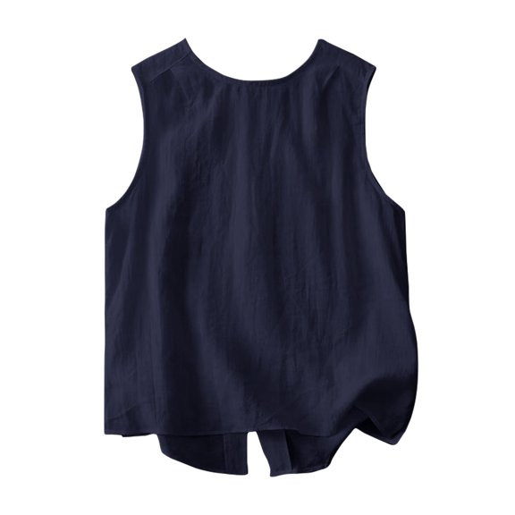 Soyumi Womens Casual Tank Tops, Loose Fit Summer Sleeveless Shirts Trendy Halter Neck Flowy Cami Basic Spaghetti Strap Pleated Eyelet 2026, Navy