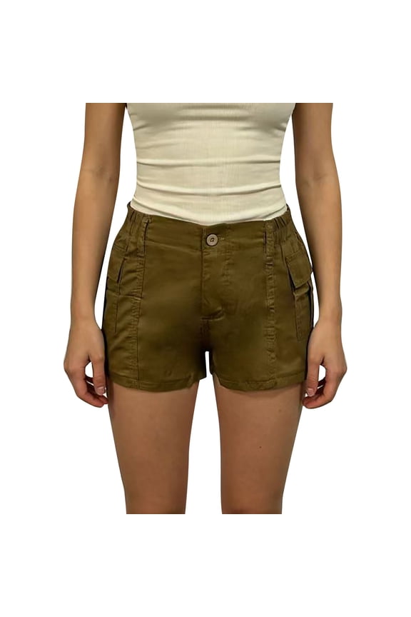 Womens High Waist Jean Shorts Wide Straight Leg Microelastic Long Slim Fit Denim Mom Shorts, Brown