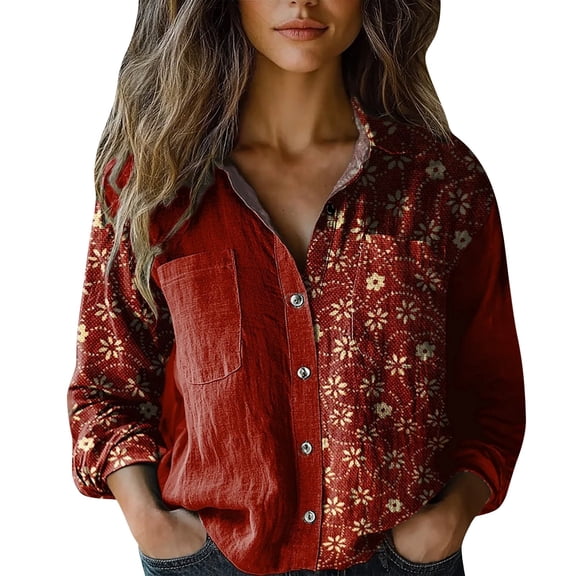 Soyumi Womens tops Long Sleeve Button Down Shirts for Women Long Sleeve Womens Long Sleeve T Shirts Womens Hoodies Pullover Sweatshirt Sweatshirt for Women Graphic Hoodies for Women Soft,Brick Red