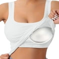 thumbnail image 1 of Soyumi Yoga Bras for Women, Padded Seamless Racerback Sports Bra Medium Support Workout Crop Top for Gym Fitness Running Comfortable Longline, White, 1 of 4