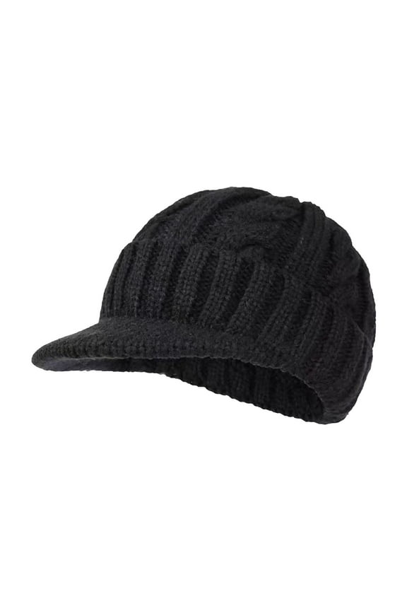 wool soft cold weather cap Unisex hats Stretch Crochet Plain Cuff Dad Cap For Men Women Cable Knit cozy oversize Rib Knit fall fashion outfit Toboggan Cap Versatile Newsboy Hats, Black
