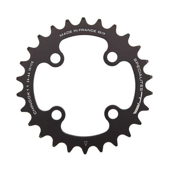 Spcialits TA Chinook 104/64pcd 4 Arm 10/11 Speed Chainring, Black, 24T Inner