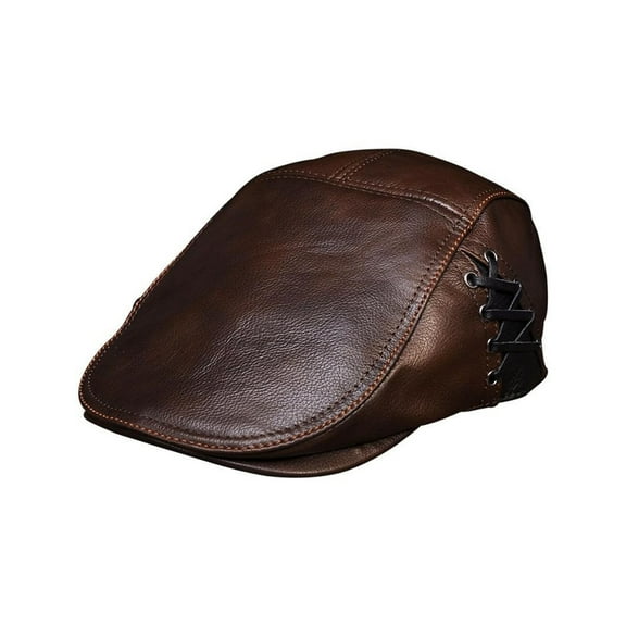 Sp-ring Men's Real Cow Leather Flap Cap Hat Brand Genuine Leather Baseball Gatsby Caps Newsboy Beret Hats ,Fashion