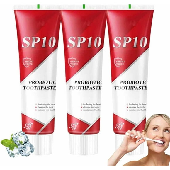 Sp10 Probiotic Toothpaste,Sp10 Ultra Whitening Toothpaste,Probiotics Bright White Toothpaste,Fresh Breath,Deep Cleaning (3PCS)