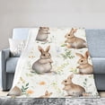 thumbnail image 1 of SpXubz Easter Flannel Throw Blanket With Cute Rabbits And Flowers Pattern For Gift Home Sofa Bed Decoration 80x60 inch, 1 of 5