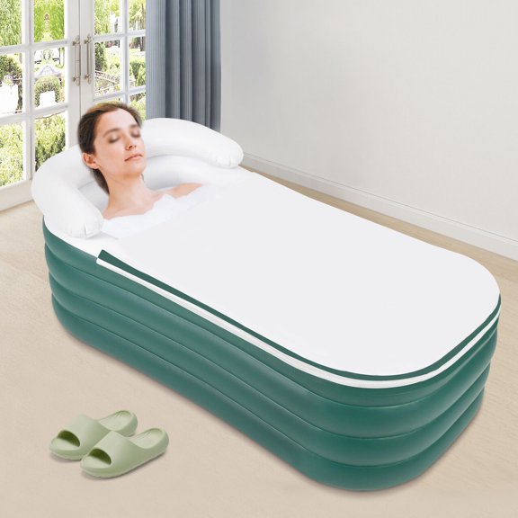 Spa Adult Bath Tub Inflatable Bathtub Hot Water Bath w/ Electric Air Bump Green