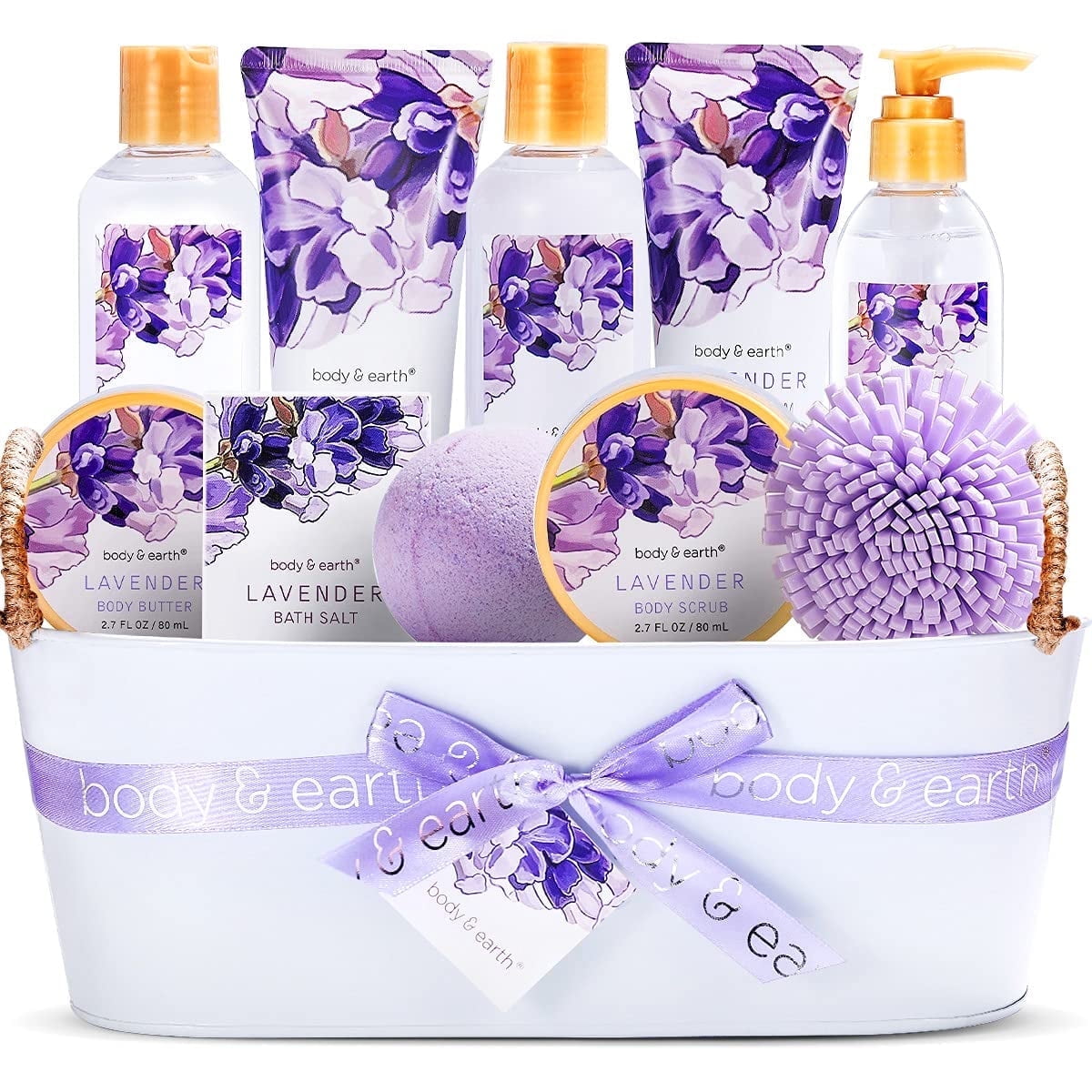 BODY&EARTH Spa Bath Gift Sets for Women - 11 Pcs Lavender Gift Baskets, Christmas Beauty Birthday Gifts for Her