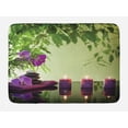 thumbnail image 1 of Spa Bath Mat, Zen Stones Aromatic Candles and Orchids Blooms Treatment Vacation, Non-Slip Plush Mat Bathroom Kitchen Laundry Room Decor, 29.5 X 17.5 Inches, Fern Green Purple Pale green, Ambesonne, 1 of 2