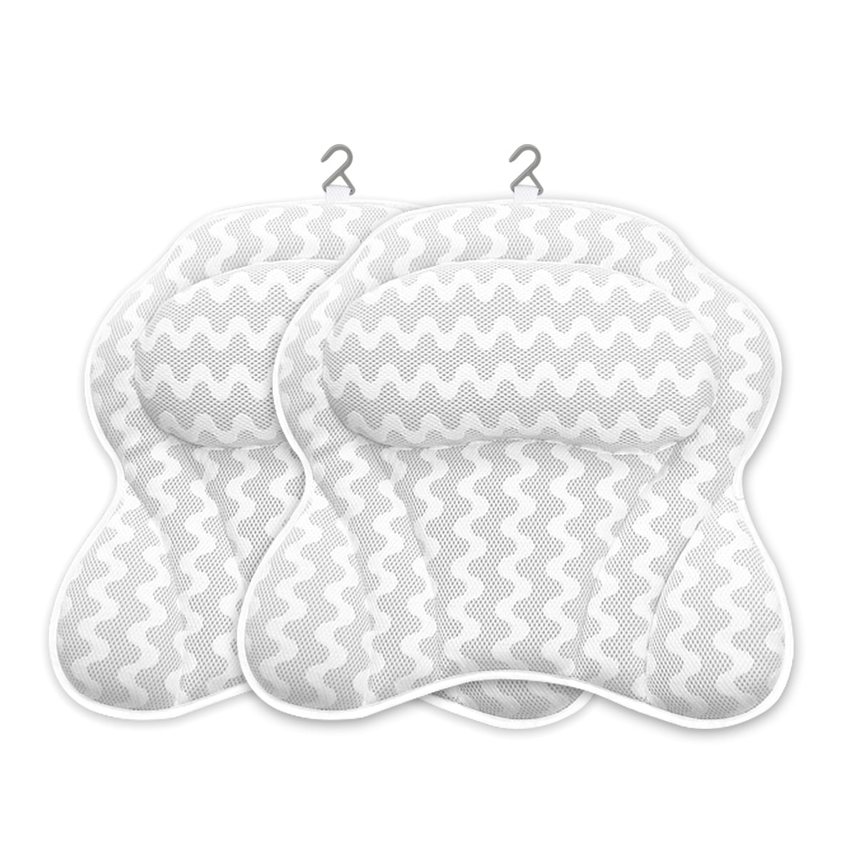 Hom-E Bath Pillow 3D Mesh Fabric Soft Bathtub With Suction Cups Spa Cushion For Back Neck Support Rest White I.441581283