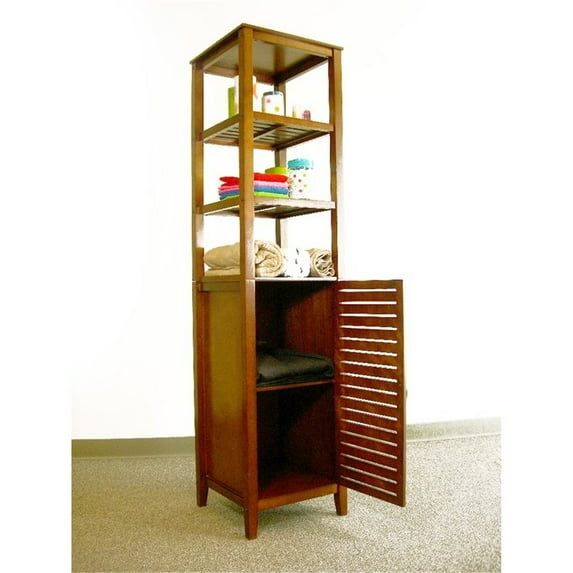 Proman Products Spa Bath Tower with cabinet in light walnut