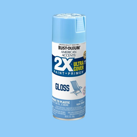 Spa Blue, Rust-Oleum American Accents 2X Ultra Cover Gloss Spray Paint-327890, 12 oz