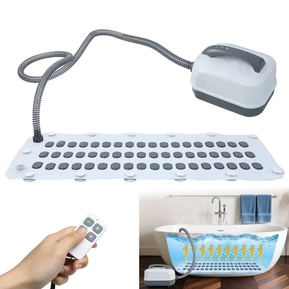 Spa Bubble Bath Mat with Remote,6-Speed Adjustable Bubbles & Non-Slip Suction Cups,Full Body Waterproof Bubble Mat for Bathtub to Relieve Muscle Fatigue, Stress & Improve Circulation