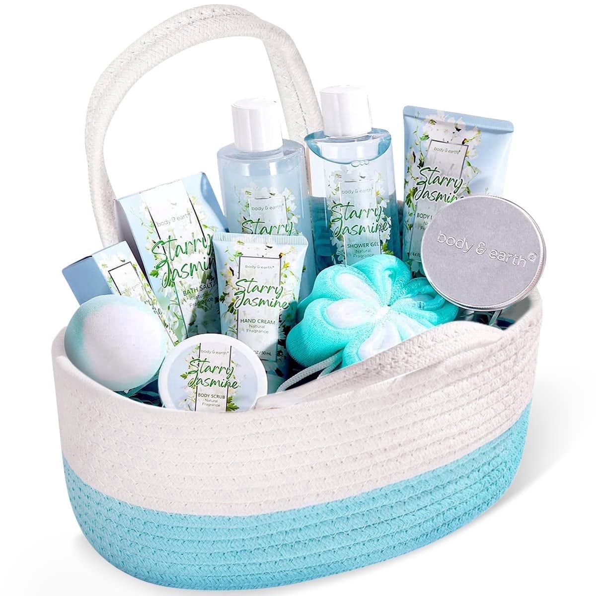 Body & Earth Spa Gift Baskets for Women, 11 Pcs Jasmine Bath Sets ...