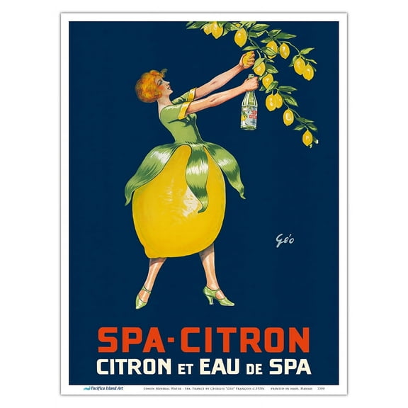 Spa-Citron - Lemon Mineral Water - Spa France - Vintage Advertising Poster by Georges “Géo” François c.1920s - Master Art Print (Unframed) 9in x 12in