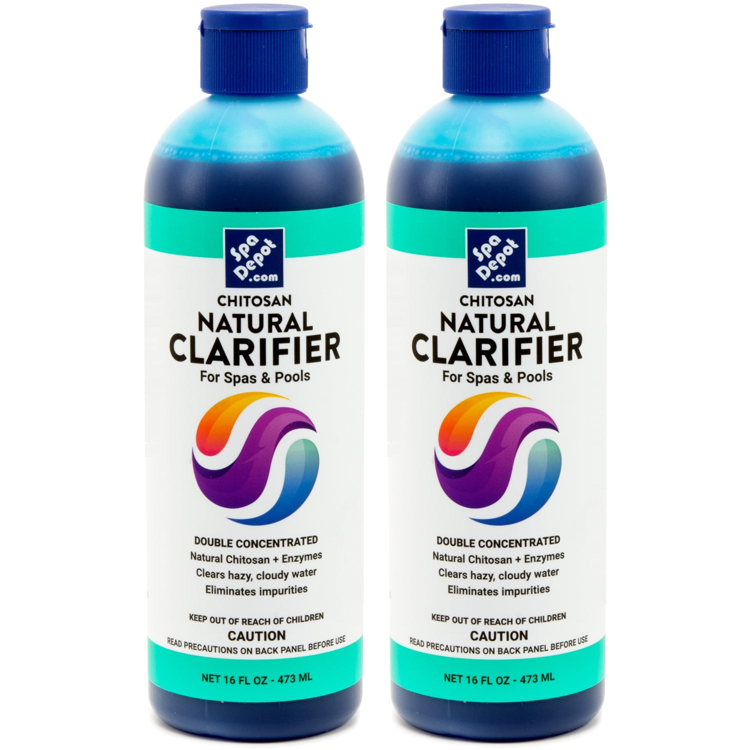 Spa Depot Chitosan Natural Hot Tub & Pool Clarifier Concentrate with Enzymes 2-Pack 16 oz. Bottles